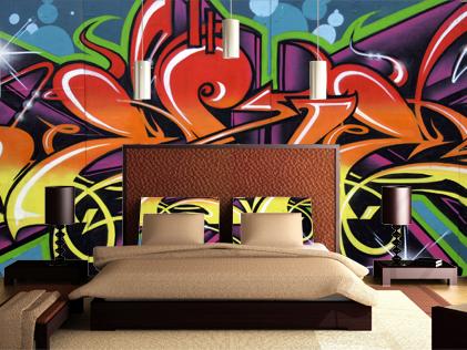 Уличное искусство - граффити рисунки на стене в современном интерьере вашего дома - фото