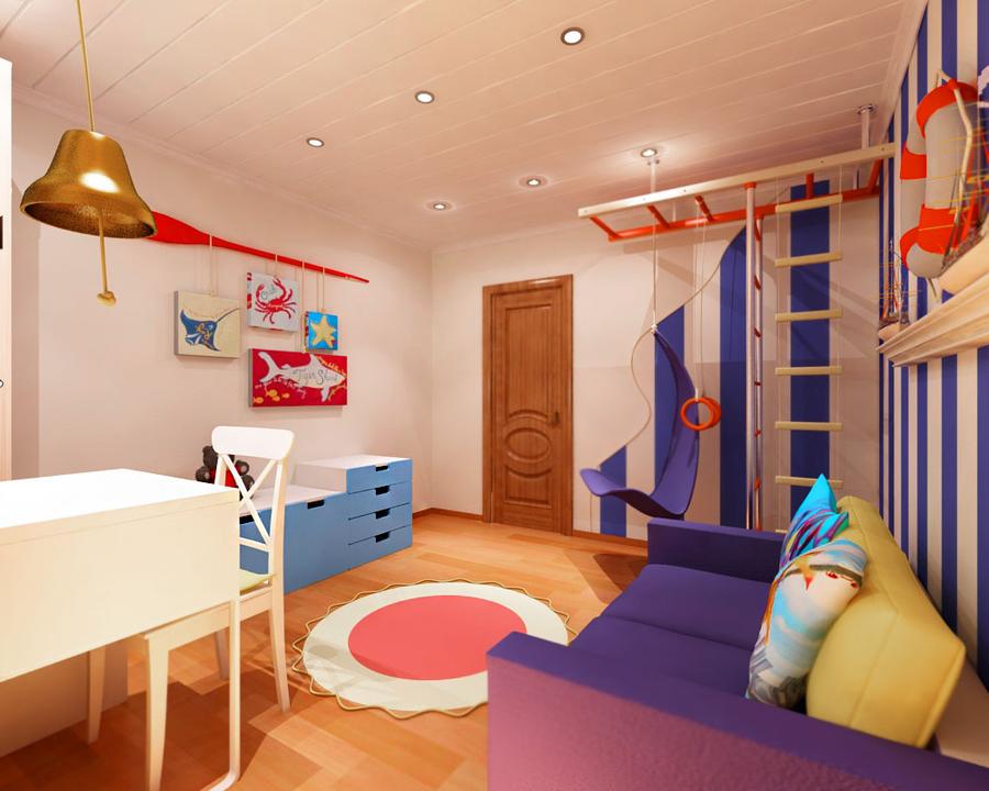 Дизайн детской комнаты для мальчика в морской тематике