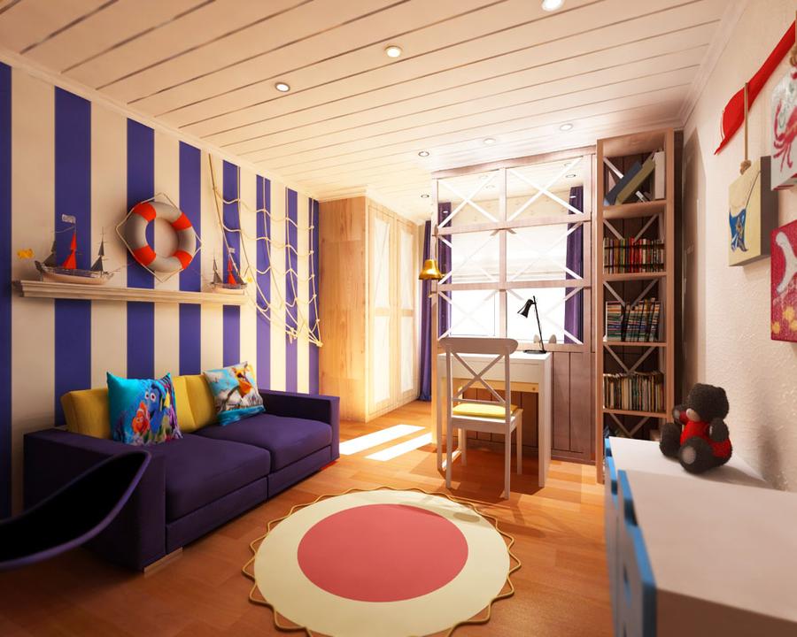 Дизайн детской комнаты для мальчика в морской тематике